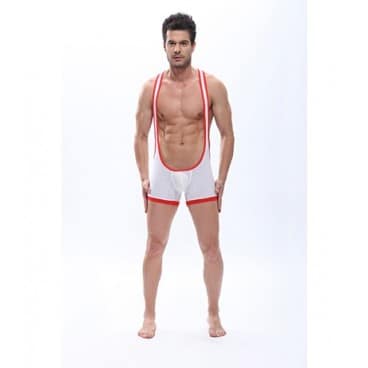 Boxer Blanco y Rojo con Tirantes