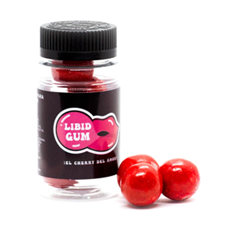 Chicles Excitantes Libi Gum Sabor Cherry envase 5 unidades
